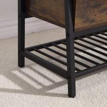 Shoe Bench With Storage Space Bench Industrial Design Shoe Rack Vintage Metal Frame Dark Brown 90 X 40 X 45 Cm Hinged Lid Grid Shelf Wardrobe Bench Retro Wood Look - Brown - View 8