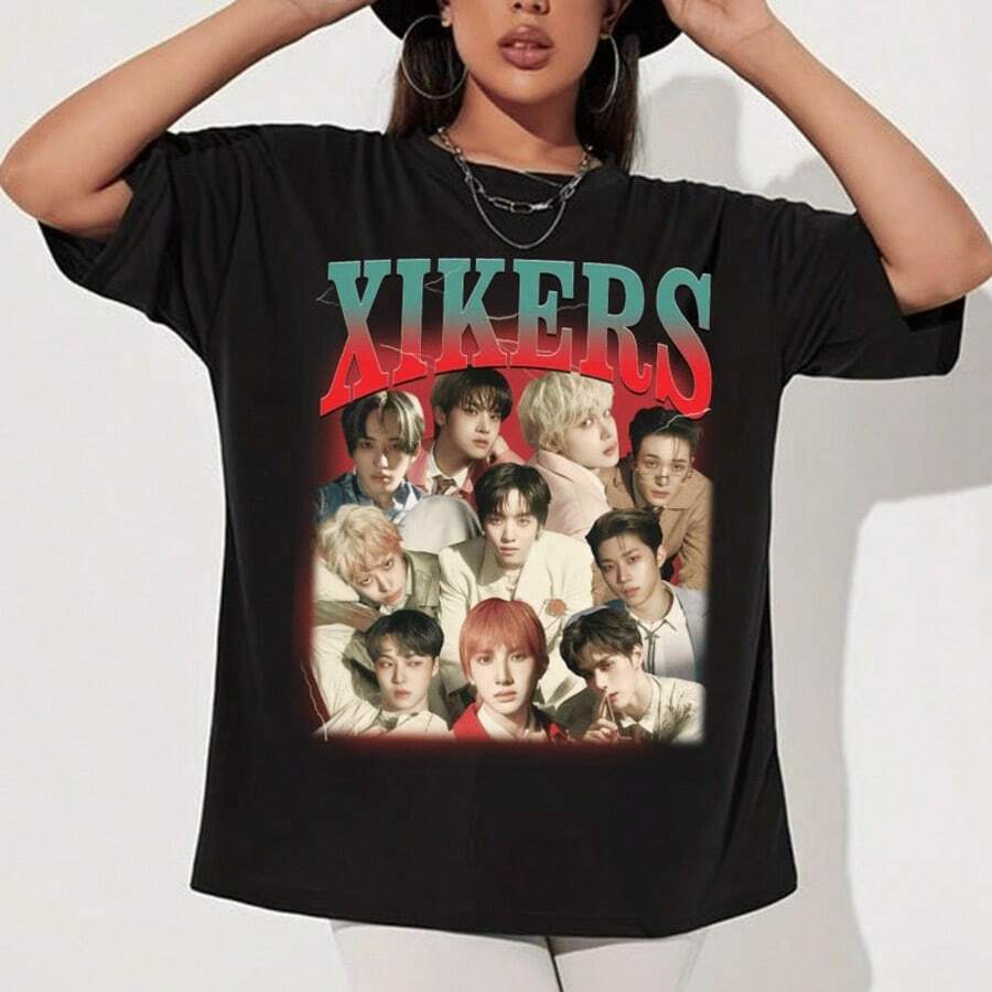 Retro Xikers Kpop T-Shirt, Xikers 2025 World Tour Road To XY_ Enter The Gate Sweatshirt, Xikers Worl - 黑色 - 查看 1