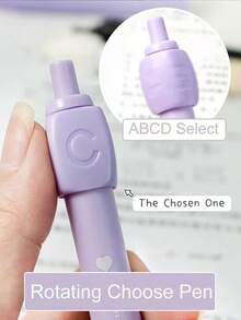 2支/套趣味中性笔，ABCD答题笔，新颖减压旋转圆珠笔，旋转减压趣味按压圆珠笔，速干，可用于标记、签名，办公黑色笔，创意可爱文具，软握学生文具礼品，办公减压学习用品，返校季，节日礼物 - 預設 - 查看 5