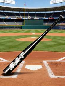 1pc Aluminum Alloy Baseball/Softball/T-Ball Bat, Lightweight High Gloss Home Defense - Black - View 3