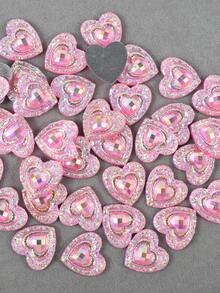 50pcs/Pack, 14mm Large Heart-Shaped Resin Rhinestones, Peacock Eye Colorful AB Resin Rhinestones, Flat Bottom Rhinestones For DIY Decoration - 14mm 50pcs - View 18