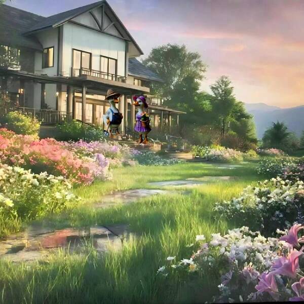 Rustic Duck Figurine, Symbolizing Diligence, Warmth And Vitality. It Represents The Longing For Pastoral Life And Conveys The Beautiful Vision Of Harmony Between Man And Nature, Adding A Healing And Lively Atmosphere To The Courtyard. An Excellent Choice For Courtyard Decor And Gift Giving.