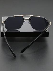 1pc Men Classic Coloful Geometric Oversized Rimless Design Pearl Decoration Fashion Y2K Fashion Glasses For Musical Festival Outdoor Travel Camping Beach Rave Party Daily Life Protection Accessories - Multicolor - View 2