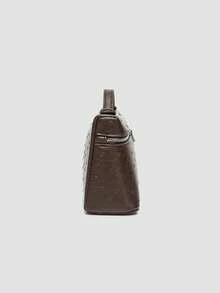 1 pieza Bolso de hombro cuadrado de unicolor con textura de grano de litchi en PU, bolso de mano pequeño para mujer, adecuado para combinar con diaria, salidas, compras, fiestas, bol - Cafetería - Ver 4