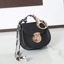 Elegant Mini Saddle Bag Keychain With High-End Silk Scarf – Fashionable And Versatile, Lightweight Faux Leather Coin Purse, Gold-Tone Clasp, Zipper Design, Fade-Resistant – A Perfect And Unique Gift.The Color Of The Scarf May Vary. - [màu đỏ] - Xem 4