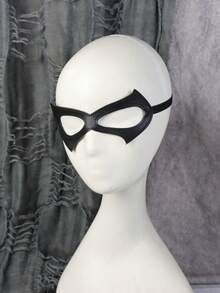 1pc Black Bat Eye Mask Half Face Mask, Unisex Carnival Party Makeup Masquerade Cosplay Accessory, PU Leather Mask, Fashion Masquerade - Black - View 9