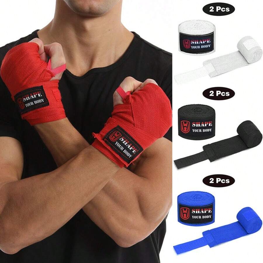 1 Pair Adult Men & Women Muay Thai Sanda 3 Meters Hand Wraps, Boxing Hand Wraps Wrist Wraps - Multicolor - View 1