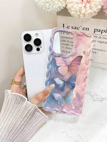 Braided Powder Blue Butterfly Painted Anti-Drop Phone Case, Compatible With IPhone 14, 14 Pro, 14 Pro Max, 13, 13 Pro, 13 Pro Max, 11, 11 Pro Max, 12, 12 Pro, 12 Pro Max, XR, XS, 15, 15 Pro, 15 Pro Max, 16, 16 Pro, 16 Pro Max, 17, 17 Pro, 17 Air, 17 Pro Max, Premium Anti-Drop Phone Case - Multicolor - View 2