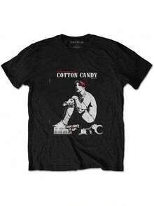Camiseta Gráfica Yungblud para Hombre - Algodón con Texto Blanco en Relieve, Cuello Redondo Casual para Eventos y Uso Diario, Ajuste Cómodo Todo el Año, Estilo Urbano Artístico, Talla Regular - Negro - Ver 1