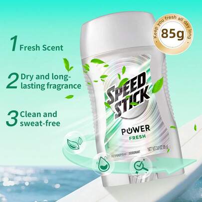 Lady Speed Stick 1pc 85g SPEED STICK Men's Deodorant Stick, Long-Lasting Freshness & Odor Control, Powerful Freshness, Suitable For Sports & Travel