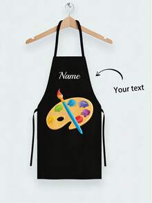 Personalized Apron, 1pc Customizable Name Artistic Paint Brushes & Palette Design Apron - Polyester, Embroidered Apron, Name Apron, Customized Name Apron, Personalized Apron, Chef Apron, Mom Apron, Baking Apron, Baking Gift, Chef Gift - Multicolor - View 5