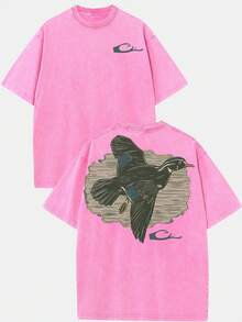 2026Orca Brand DuckHuntingGraphic230g Washed Cotton T-Shirt, Vintage Street Style, Double-Sided Printed Pattern T-Shirt, Men's T-Shirt, Distressed Clothing, Drop Shoulder Sleeves, Round Neck Top, Short Sleeves, Suitable For Gifting And Daily Wear, High-QualityWaxPrintedCottonRetroFashionBrandT-Shirt,Men'sT-Shirt,BeachMust-HaveMen'sSummerT-Shirt,HolidayGift,PerfectGift,Graphicteeswomen,Graphictee,Shirts - 粉色 - 查看 12