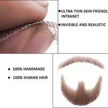 逼真全手工绑扎山羊胡假胡，蕾丝隐形假胡子，适用于万圣节装扮、男士化妆、娱乐/戏剧/派对/电影道具（黑色） - 棕色 - 查看 9