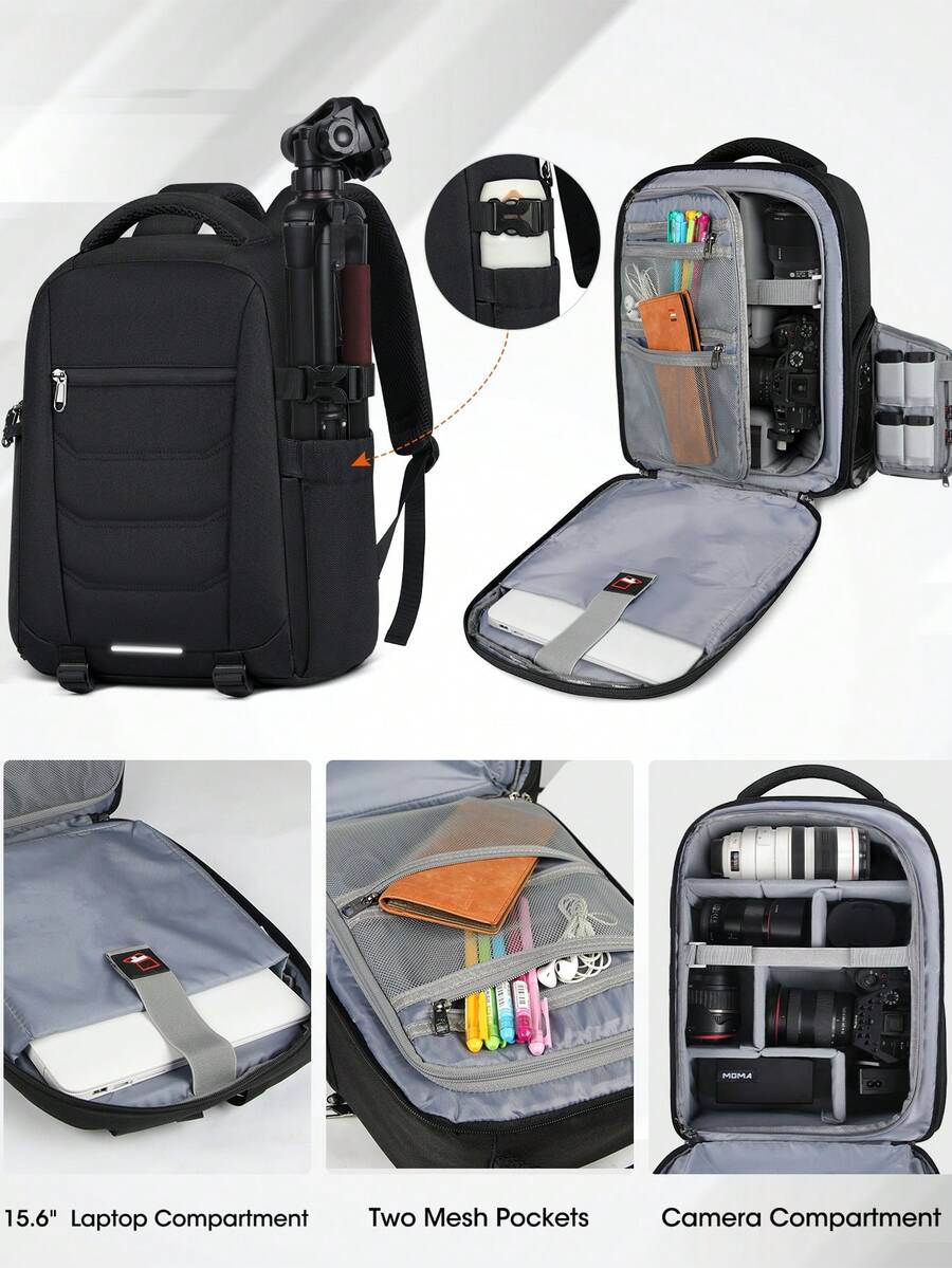 Waterproof Anti-Theft Large Capacity Professional Camera Backpack, Suitable For DSLR/Mirrorless Cameras, Fits 14/15.6 Inch Laptops, Comes With Rain Cover, Travel Photography Backpack