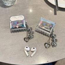 1pc Heart-Shaped Sticker Candy Earphone Protective Case, Suitable For Airpods 4th Gen, Multi-Model, Colorful Heart Element Earphone Protective Shell, Wavy Electroplated Colorful Heart Bluetooth Earphone Case, Silicone Earphone Cover, Earphone Accessories, Earphone Case - Silver - View 8