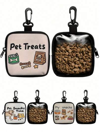 1pc Dog Pattern Treat Bag With Hook And Zipper - Pet Training Set, Suitable For Puppy Training, Dog Food Storage And Outdoor Walking, Durable Polyester Material, Cute Dog Pattern, Very Suitable For Dog Owners, Dog Treat Bag, Essential For Walking Dogs, Vivid Dog Design, Reliable And Durable