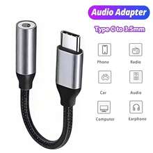Fast Charging Nylon Braided 1-2pcs Type-C To 3.5mm Female Headphone Jack Adapter, USB-C To Aux Audio Dongle Cable Compatible With IPhone 17 Pro Max/17 Pro/17/Air/16/15, S25/S24/S23/S22/S21 Ultra Plus, Series Spring Easter Gift - Black - View 2