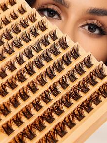 100pcs Individual Lashes, DIY Eyelash Extension, 8-16mm Delicate Cluster False Lashes, Thin Band Criss-Cross Natural Fake Eyelashes - C - View 3