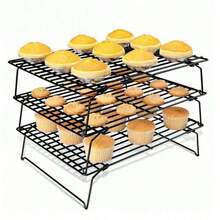 1/3 Tier Cooling Rack, Suitable For Cookies, Cakes Etc. - Can Cool Batches Of Cookies, Cake Layers Or Finger Foods, Black - Black - View 4