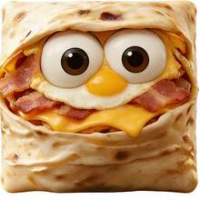 Latin-Inspired Spicy Beef & Lime Wrapped Companion, With Cilantro Magnet: The Filling Is Spicy Beef And Fresh Lime, With A Large Cartoon Eye Design And Toasted Wrap Texture, Asymmetrical Square Shape With Sticker Edge - A Lively And Cute Little Fridge Buddy - F - View 7