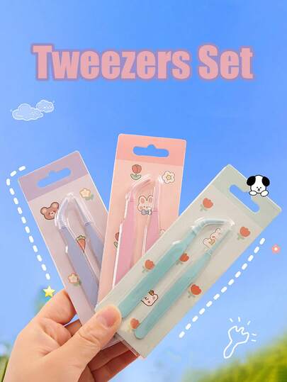 2pcs Stainless Steel Tweezers Set, Straight And Bent Tip, Suitable For Scrapbooking, Stickers, Washi Tape, Multipurpose Crafting, Old Magazines, Photo Albums, School Supplies, Macaron Making, Applicable For Stickers, Scrapbooking, Eyelashes, Jewelry Making, Model Making