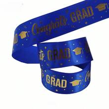 1/5条毕业纪念丝带，总长度24.6码，1英寸宽，金色烫印，涤纶罗纹工艺丝带，毕业季丝带，适用于礼品包装、毕业花环、毕业礼物等。 - 多色 - 查看 17