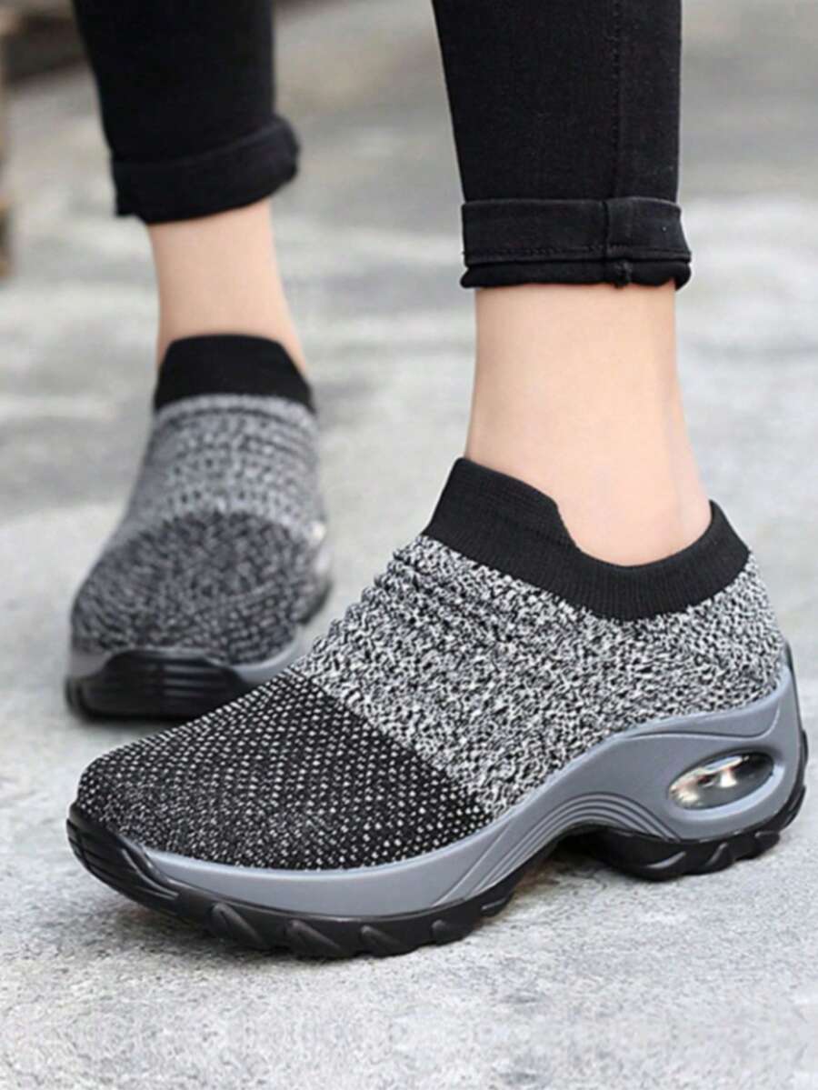 Women's Comfortable Sneakers With Air Cushion And Breathable Design For Walking And Daily Wear - 灰色 - 查看 1