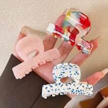 1个彩色醋酸纤维小爪夹，复古法式马尾夹，防滑发爪发饰，批发时尚发夹时尚发饰 - 彩色 - 查看 1