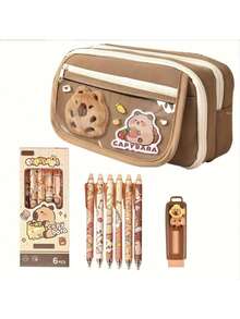 8件套/226件套/128件套水豚文具套装 - 水豚用品 - 学校用品 - 包括水豚笔和橡皮 - 铅笔盒 - 返校用品 - 棕色 - 查看 17