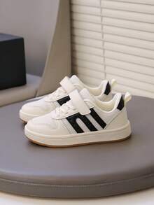 New Style Boys' Sports Shoes, Hook And Loop Flat Bottom Comfortable Breathable Mesh Sneakers - Beige - View 2