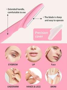 30pcs Eyebrow Trimmer & Shaver Set, Exfoliating & Buffing Tools, Facial & Body Hair Removal Groomer, Long Handle Eyebrow Shaper, Women's Depilation Tools, Body & Facial Hair Trimmer & Razor Set With Precision Guards, Travel-Friendly Eyebrow Grooming Kit, Eyebrow/Facial Hair Cleaner - Pink - View 7