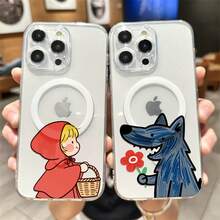 Clear Acrylic Magnetic Phone Case For Couples, Compatible With Multiple Phone Models - Caperucita y Lobo2 - 查看 2