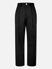 Quần dài nữ màu đen, ống đứng, chất liệu polyester, có khóa kéo và túi, không co giãn. - màu đen - Xem 4