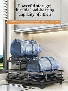 Heavy Duty Carbon Steel Kitchen Countertop Dish Drying Rack With Drain Pipe, High Capacity For Plates, Bowls, Cups & Cutting Boards, Moisture-Proof And Rust-Resistant, Keeps Kitchen Counter Tidy - Multicolor - View 9