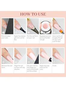 Saviland 美甲凝胶套装 30ml 裸粉色硬胶美甲延长套装，含气垫底胶、加固胶、延长胶、100片美甲贴片和亚克力刷套装，家用美甲沙龙DIY美甲入门套装 - 裸粉色 - 查看 7