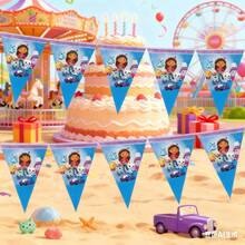 1set/10pcs Gabi's Dollhouse Triangle Flag Birthday Party Theme Decoration Cartoon Party Scene Decoration Props - Multicolor - View 5