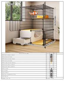 3-Tier Movable Cat Cage With Separate Litter Box, Indoor Cat Villa - Multicolor - View 15