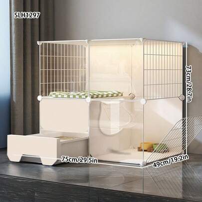 DIY Multi-Layer Cat Cage With Drawer Litter Box, Transparent Kitten Villa