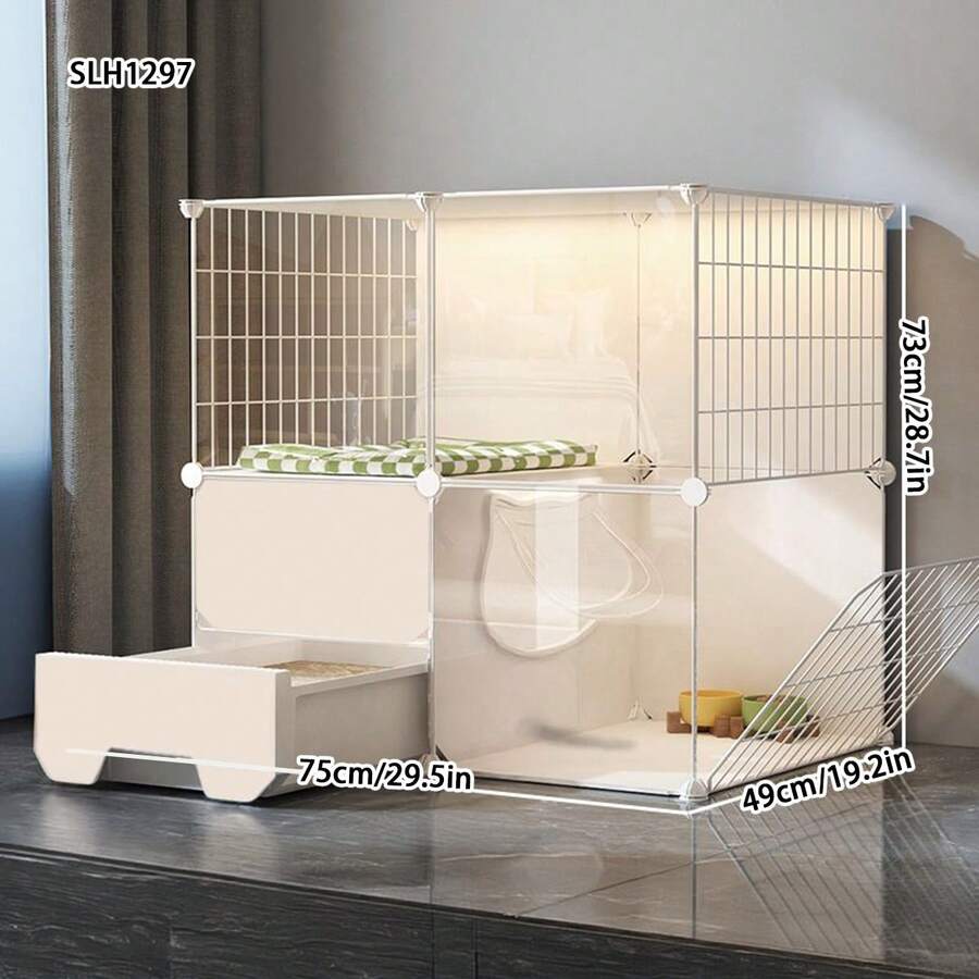 DIY Multi-Layer Cat Cage With Drawer Litter Box, Transparent Kitten Villa - Multicolor - View 1