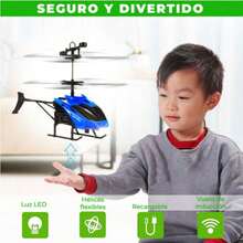 Juguete Dron Helicóptero Control Sensor Recargable - azul-con RC - Ver 1