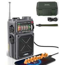 Radio de Emergencia para manivela - 4000 mAh/14800 mWh Am/FM/WB/SW/NOAA con Bluetooth Linterna Alarma SOS Alimentado por USB manivela y energía Solar para Camping Emergencia - gris - Ver 8