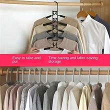 5-Tier Clothes Hanger Maximizes Your Closet Space! Multi-Functional Wardrobe Organizer, 5-Layer Metal Sponge Detachable Premium Magic Non-Slip Versatile Storage Hanging Rack - Multicolor - View 4