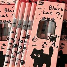 4pcs Liquid Ink Gel Pens, 0.5mm Quick-Drying Ballpoint Pens, Black Neutral Pens For Students Exams And Signature, Back To School Gift, Student Stationery - Sleepy Cat Quick-drying Pen - View 7