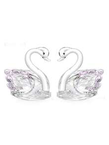 1/2/5/6PCS,Set Of 2 Crystal Swan Figurines Collectible Glass Animal Ornaments Pair Swans Home Living Room Bedroom Decor Sparkling Crystal Gift Ideal Swan Deco Figurine Crystal Figurines Swan Cake Toppe Glass Decor Back School Season Travel Season - Swan - View 14