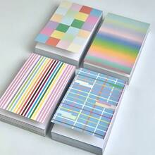 Rainbow Gradient & Stripe Memo Pad Set, Aesthetic Lined Notebook For Journaling, Study & Planner Organization - one-size - View 3