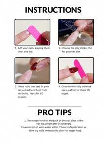 24pcs Box Set Cute Ins Style Pink 3D Butterfly & Gradient Flower Nail Stickers, Suitable For Dates, Parties, Gatherings, Outings And Various Occasions. The Set Includes 1 Piece Of Gel Polish And 1 Nail File. - Multicolor - View 7