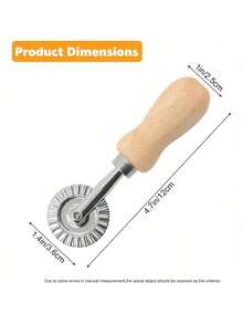 一套：面团切割器（木柄）、意面擀面杖、披萨切割器、带馄饨轮的派皮压模、多功能厨房工具 - 锌合金意面和披萨刀、优质木制派模和压模、饼干切割器、面团刮刀 - 查看 5