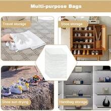 Fabric Shoe Bag, Minimalist White Drawstring Dust-Proof Travel Shoe Bag - White - View 7