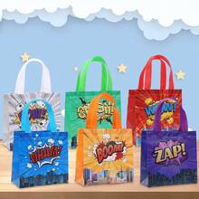 6/12/24个装 20*20*9厘米 可重复使用无纺布礼品袋，超级城市英雄系列印花图案，适用于生日派对、展览购物、派对用品、课堂派对、生日、春季装饰、小礼品包装 - 9043 - 查看 2