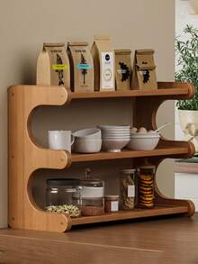 Double/Triple Layer Cup Rack Dining Table Countertop Cup Storage Desktop Tea Cup Water Cup Coffee Cup Tea Set Organization Display Rack, Simple Desktop Cup Rack Rack Multi-Layer Coffee Cup Rack Tea Cup Water Cup Storage Rack Chinese Tea Set Ornaments Rack,Double/Triple Layer Desktop Coffee Station Organizer, Bamboo Wood Countertop Storage Rack For Kitchen, Cups, Spices - 茶色3 - 查看 6
